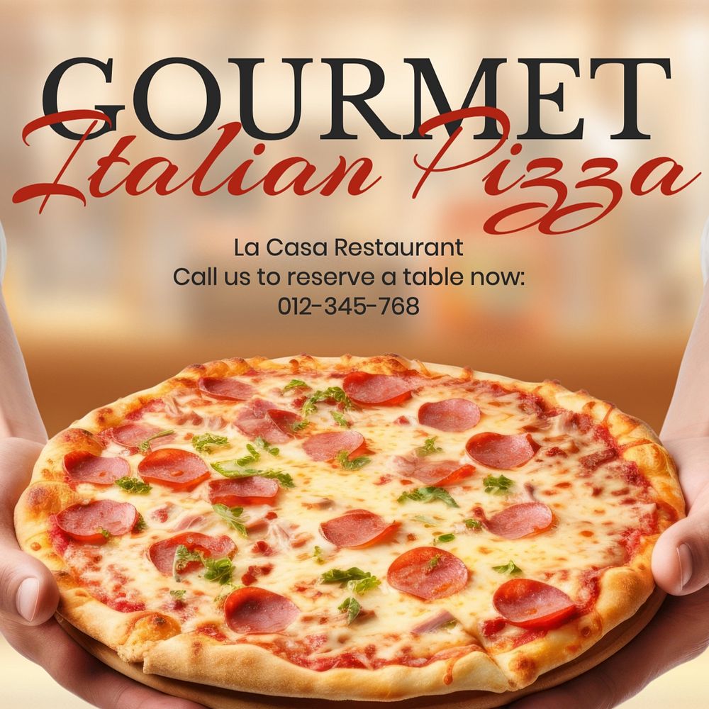 Gourmet Italian pizza Instagram post template, editable social media design