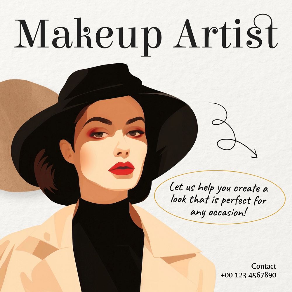 Makeup artist Facebook post template, editable design