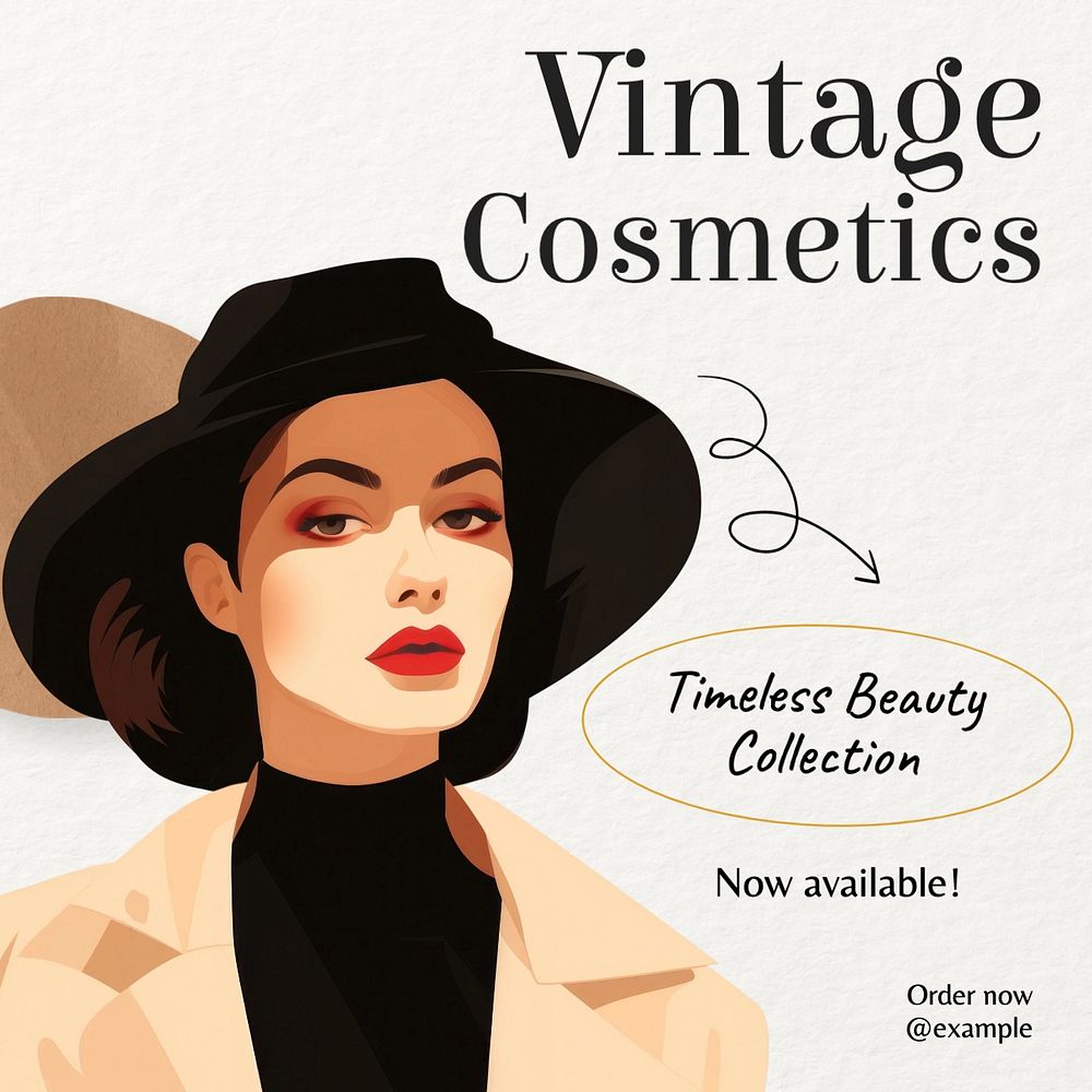 Vintage cosmetics Facebook post template, editable design