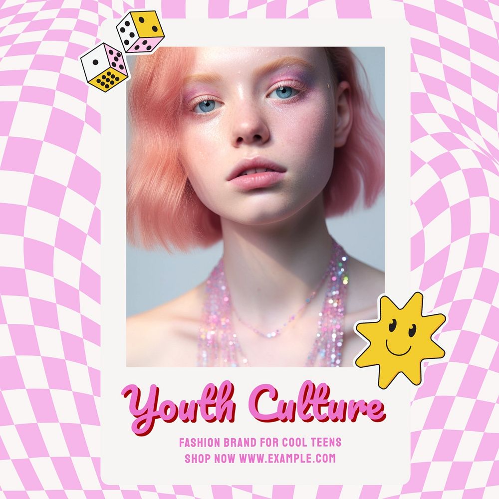 Youth culture Instagram post template, editable social media design