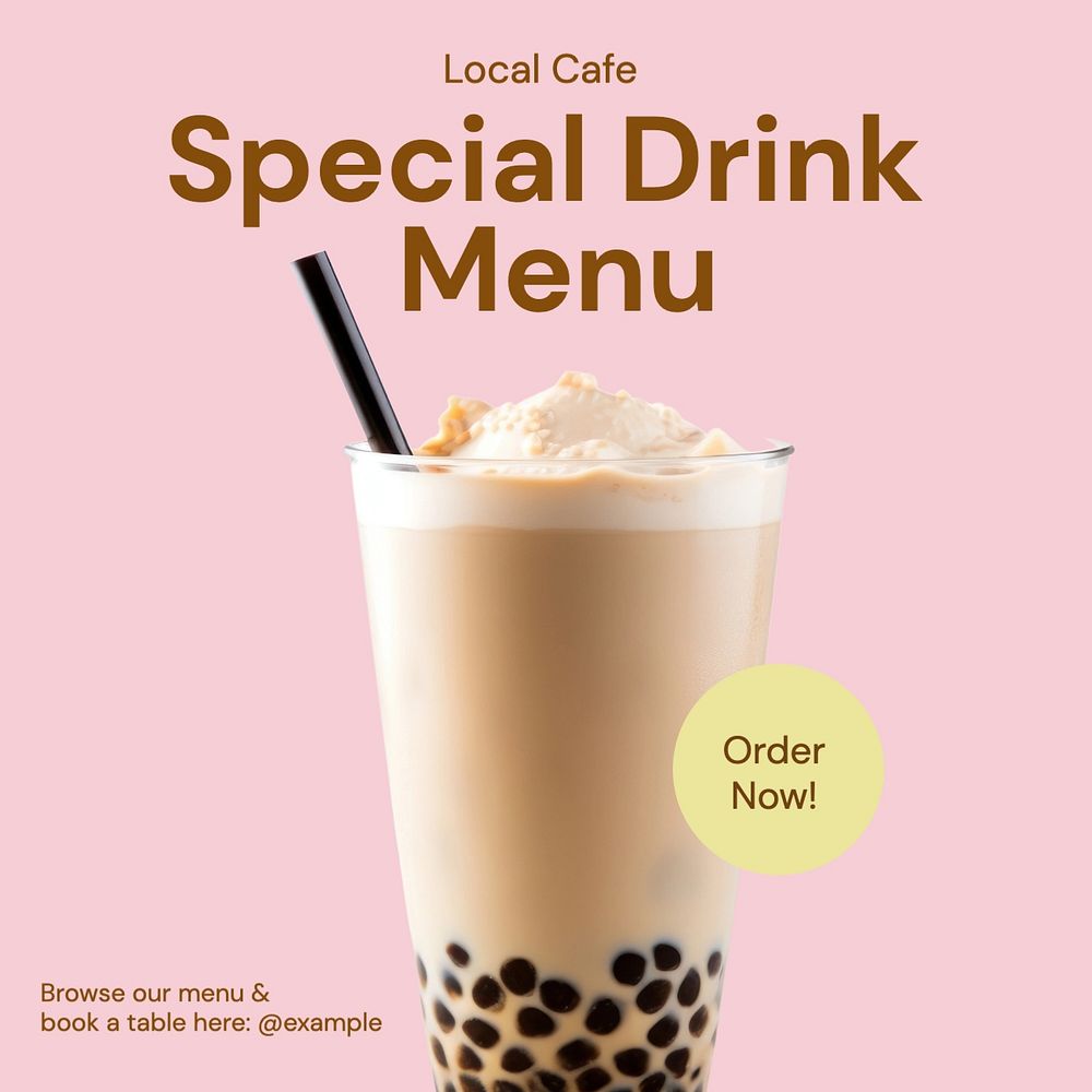 Special drink menu Instagram post template, editable social media design