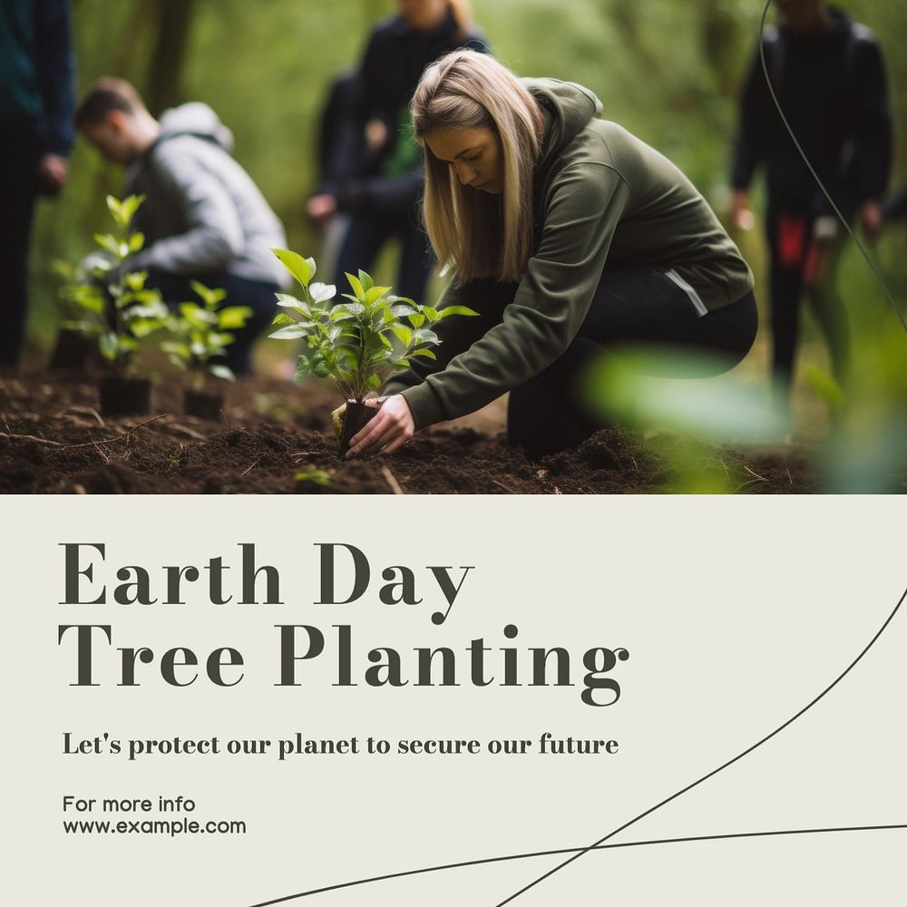 Earth day & tree Instagram post template, editable social media design