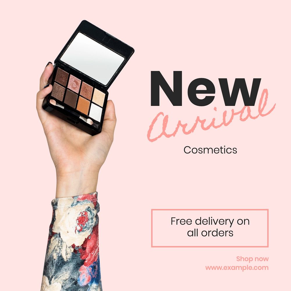 New arrival cosmetics Facebook post template, editable design