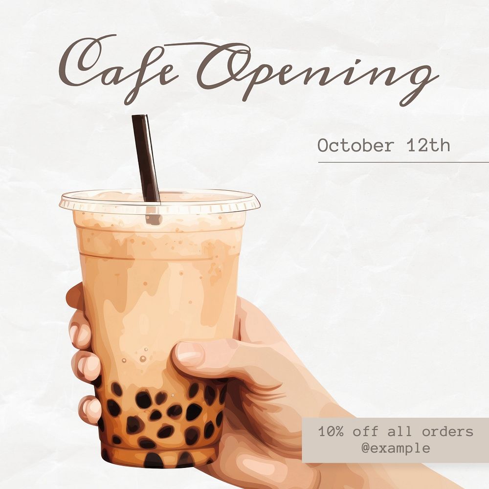 Cafe opening Instagram post template, editable social media design