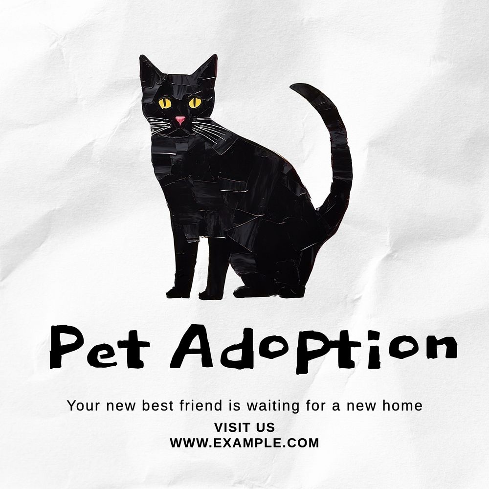 Pet adoption Facebook post template, editable design