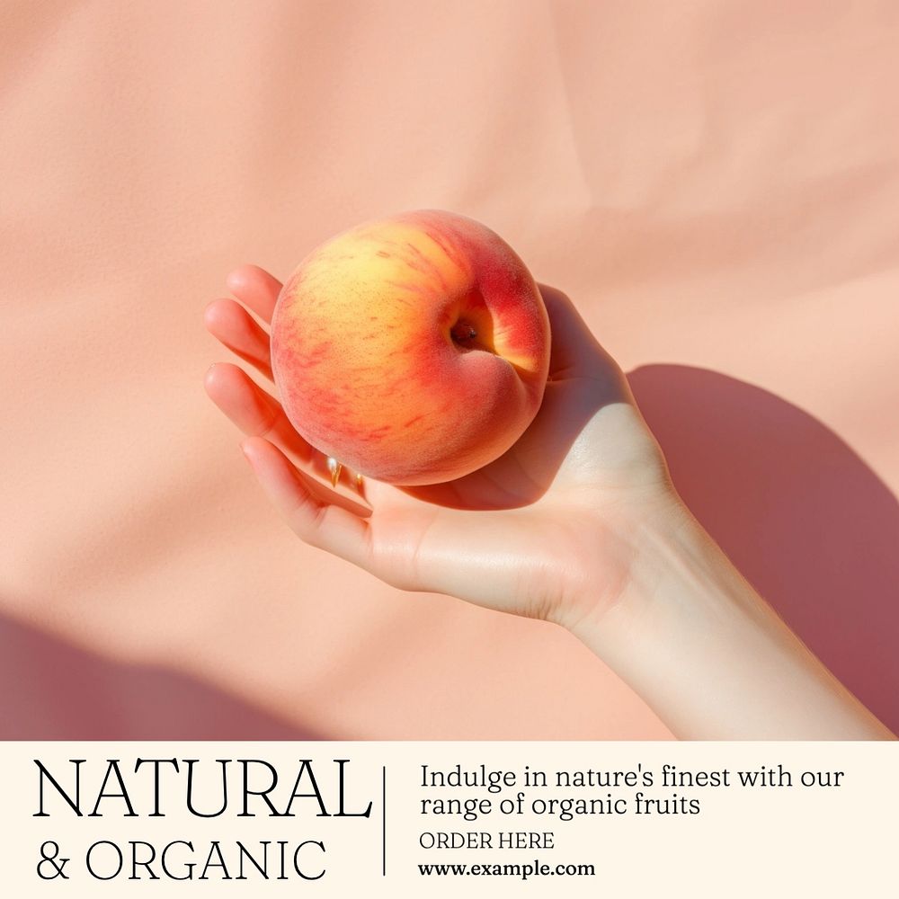 Natural organic fruit Facebook post template, editable design