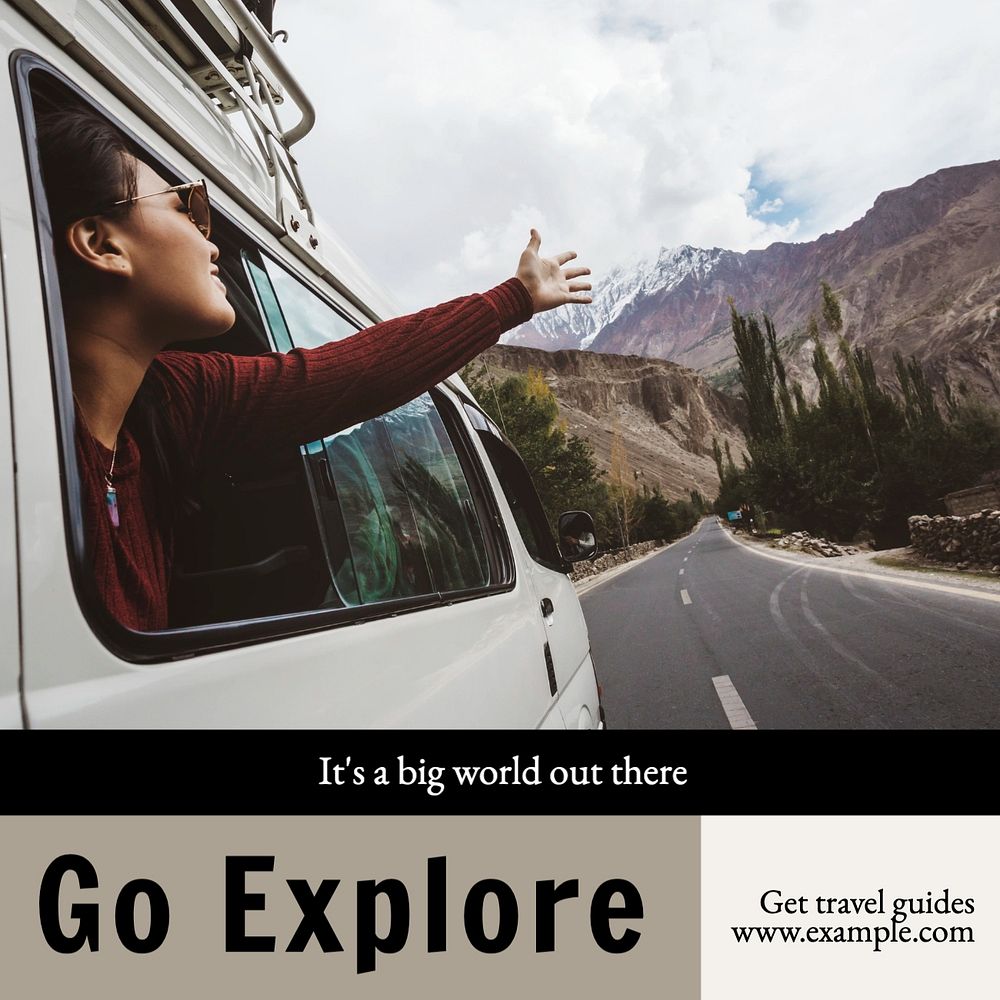 Travel & explore Instagram post template, editable social media design