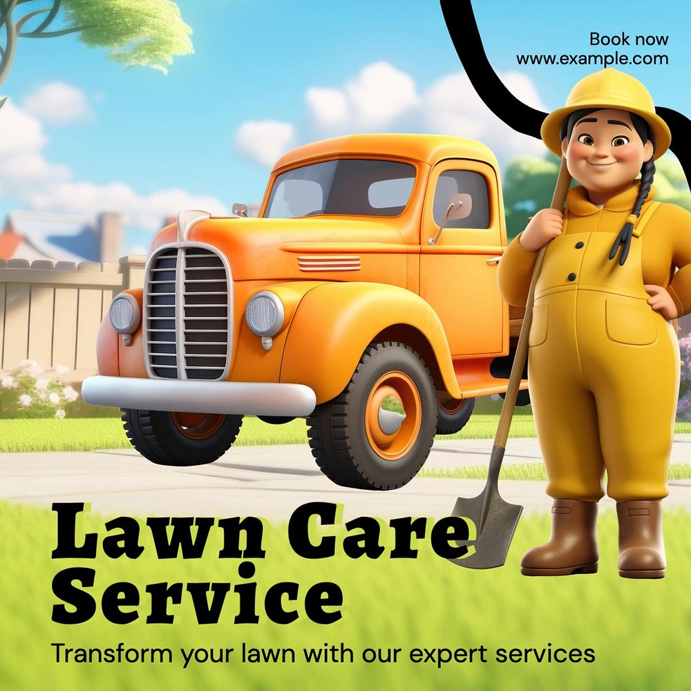 Lawn care service Instagram post template, editable social media design