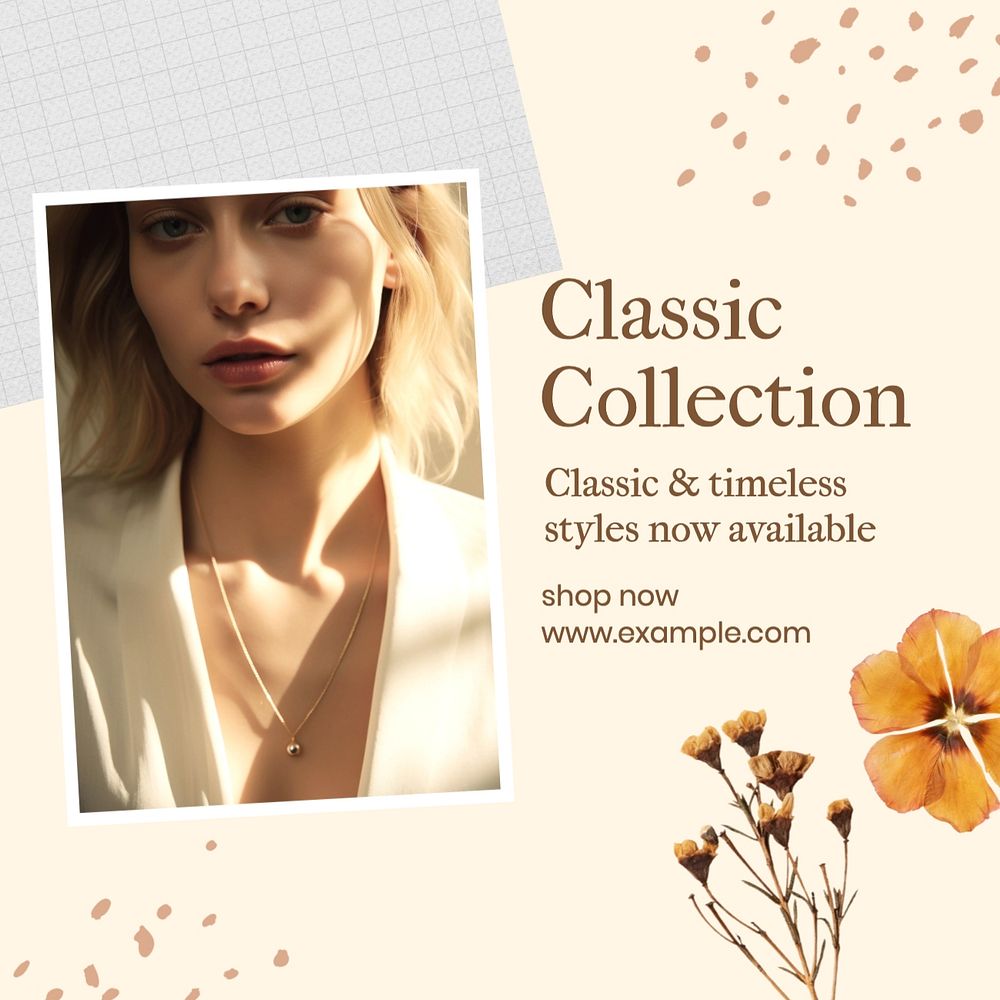 Classic collection Instagram post template, editable social media design