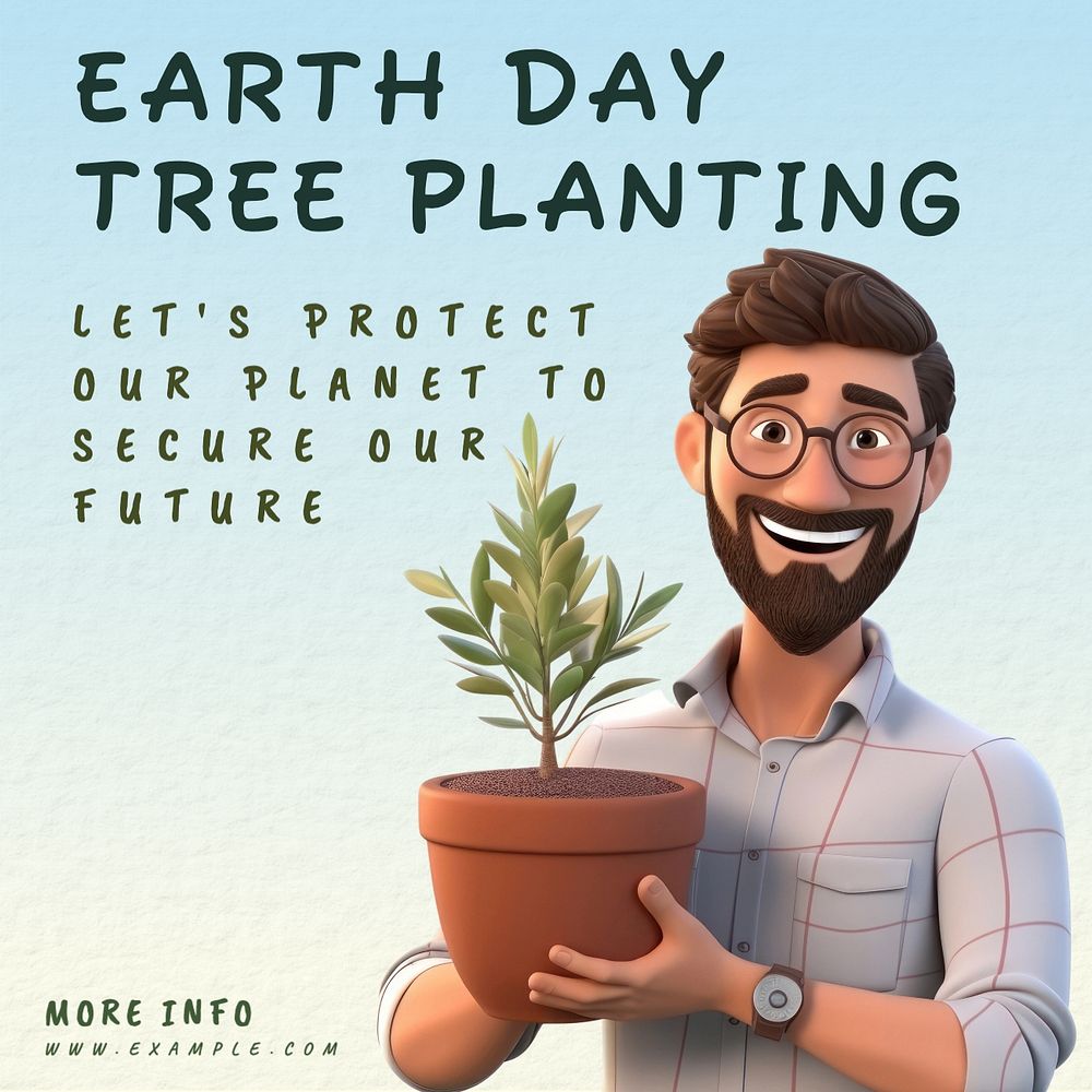 Earth day & tree Instagram post template, editable social media design