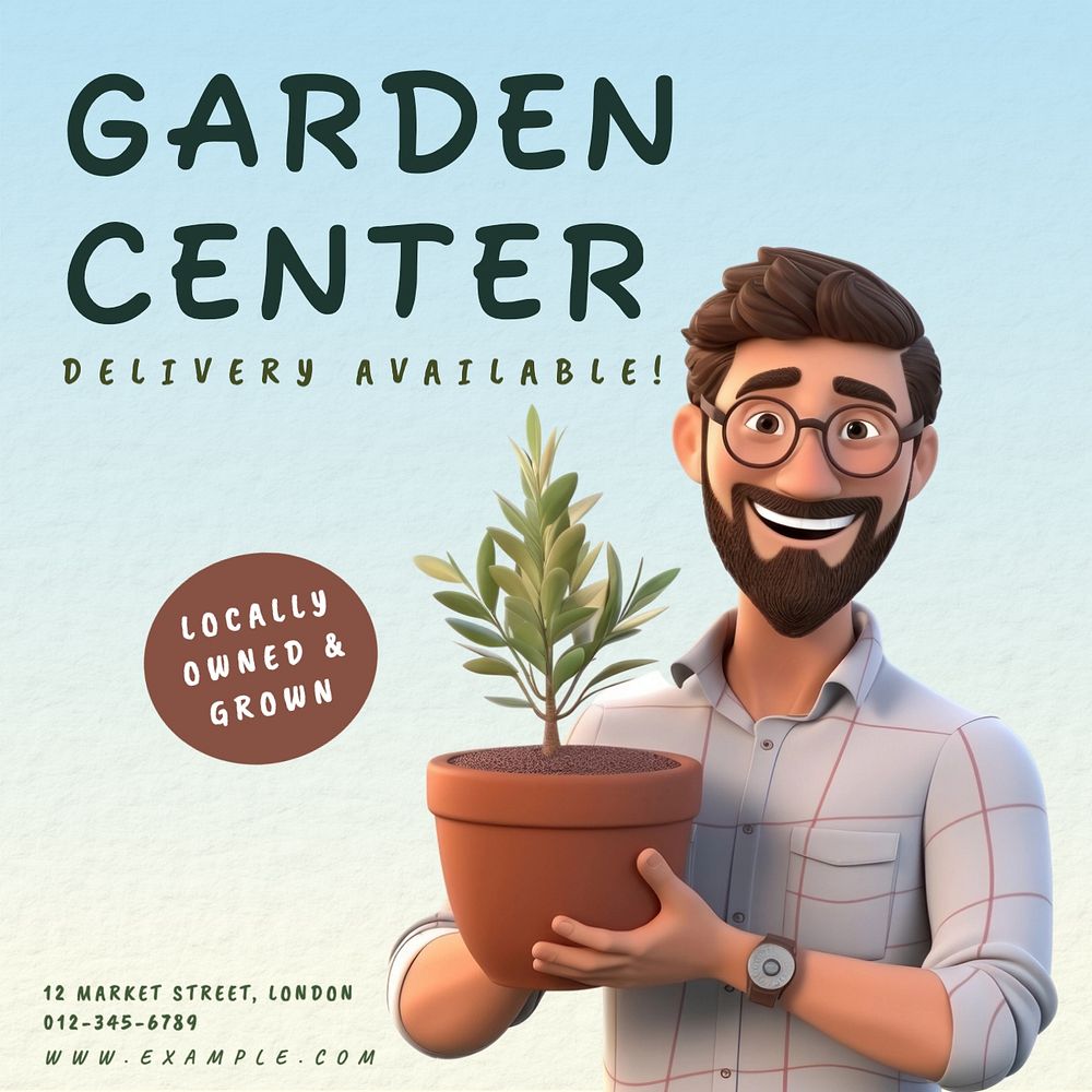 Garden center Instagram post template, editable social media design