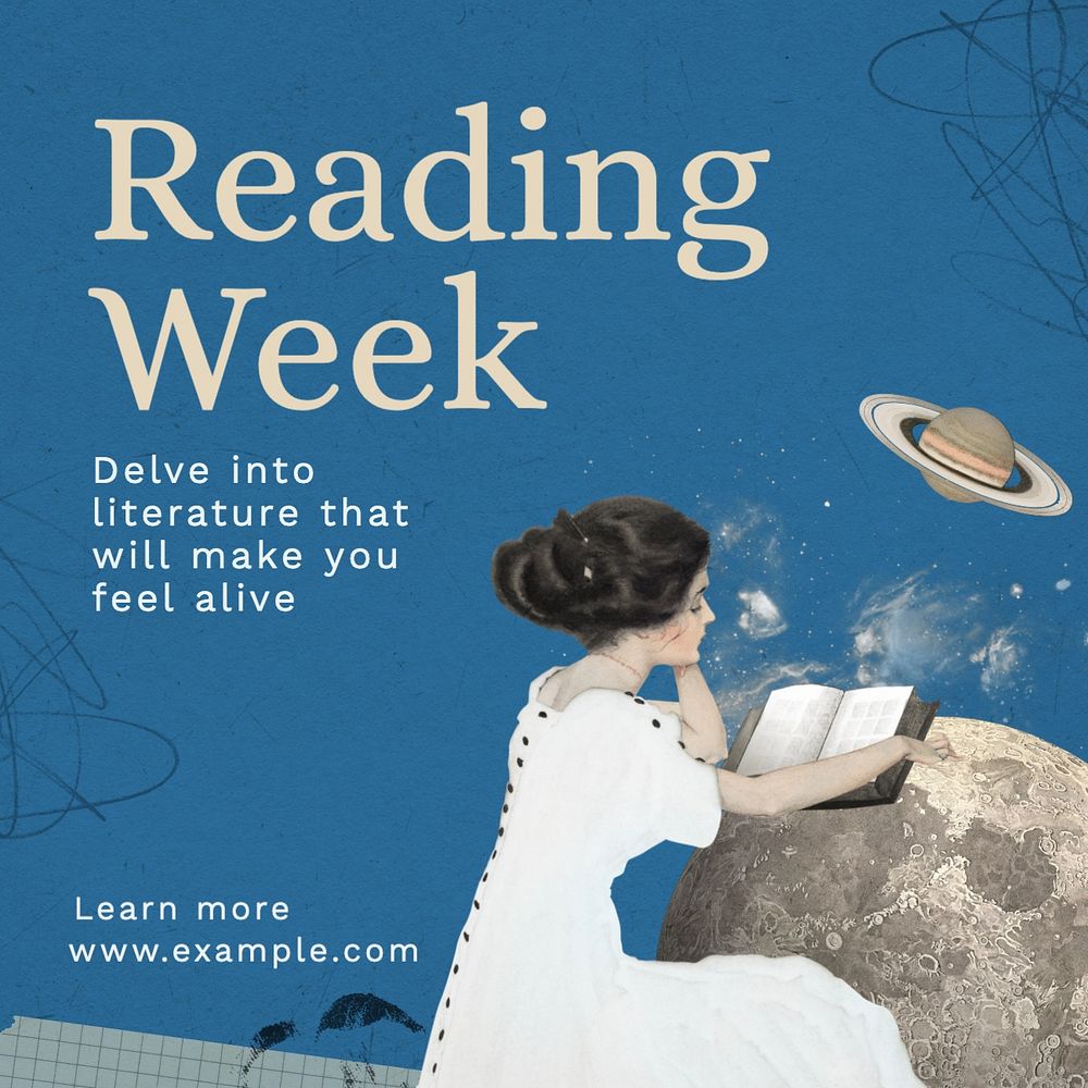 Reading week Instagram post template, editable social media design