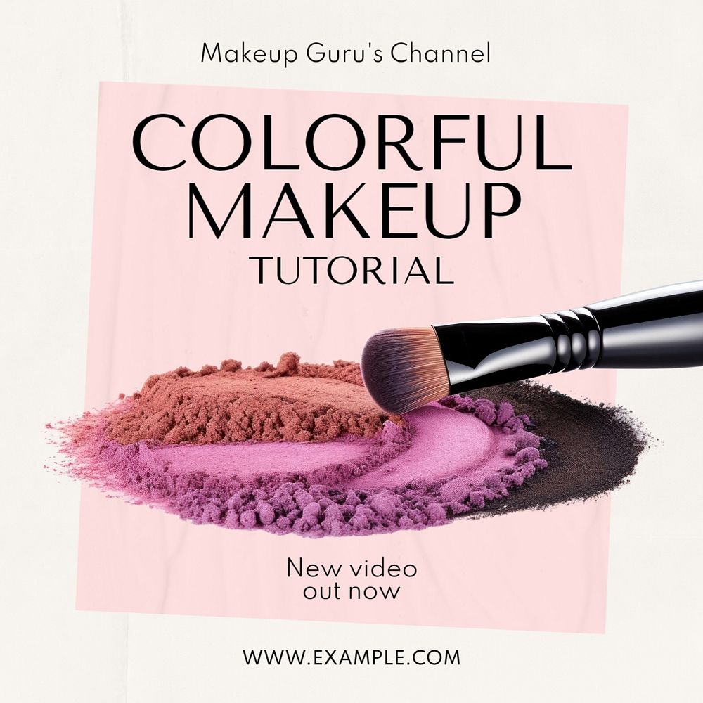 Colorful makeup tutorial Facebook post template, editable design