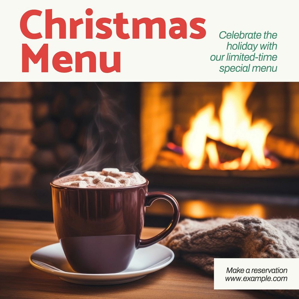 Christmas menu Facebook post template, editable design