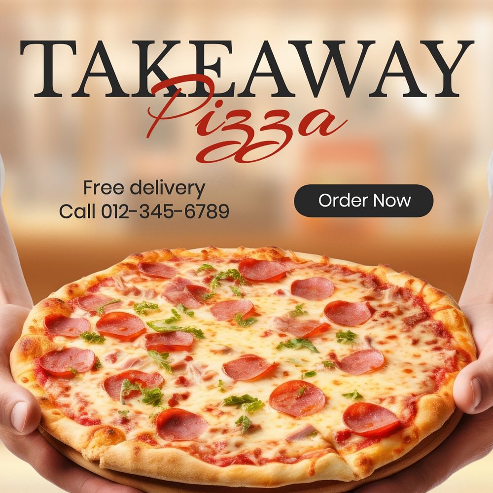 Takeaway pizza Instagram post template, editable social media design