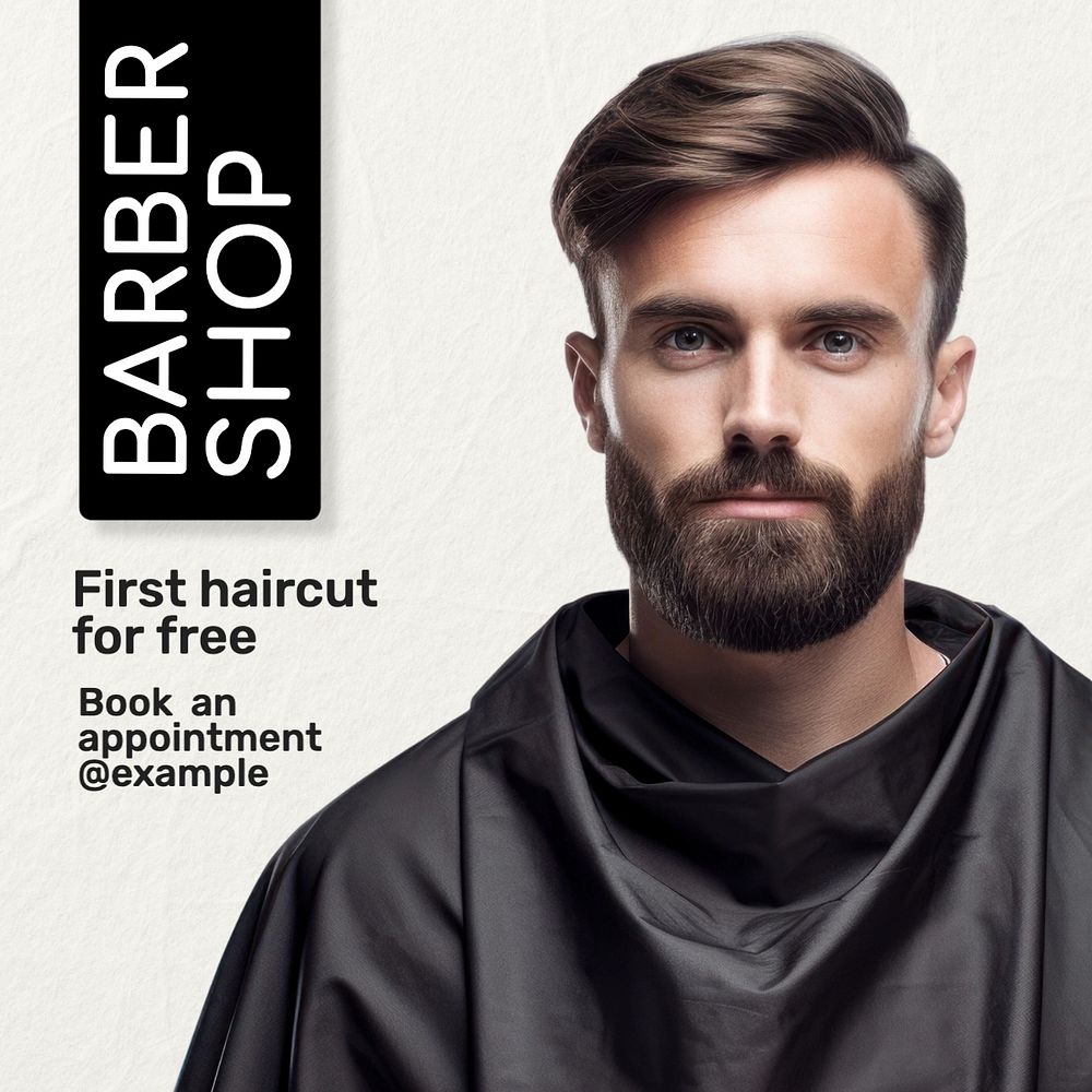 Barbershop Instagram post template, editable social media design