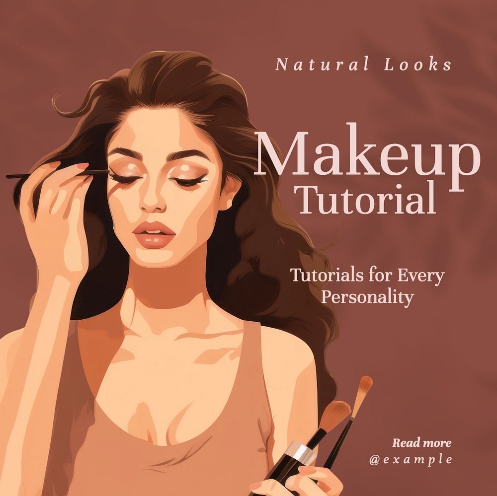 Makeup tutorial Facebook post template, editable design