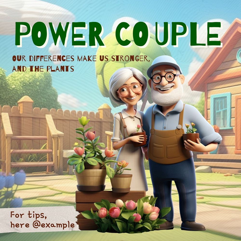 Power couple Instagram post template, editable social media design