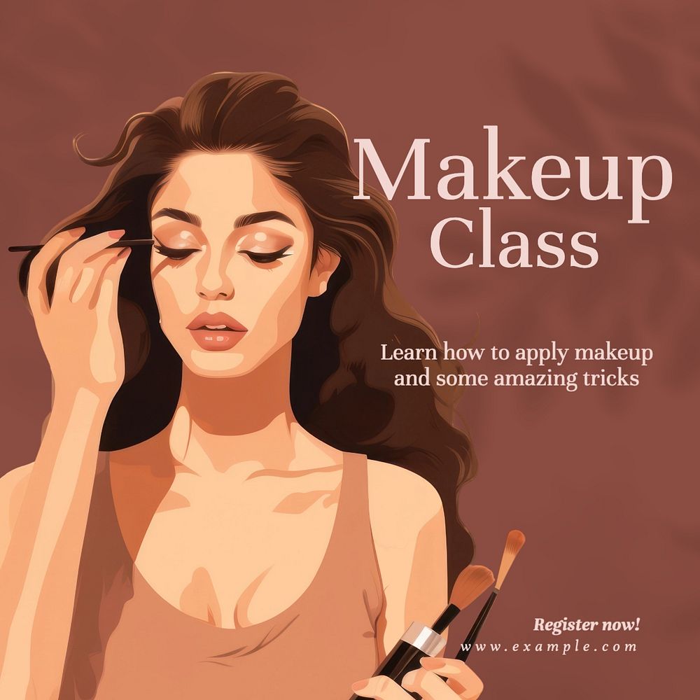 Makeup class Facebook post template, editable design