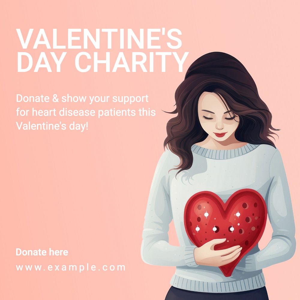 Valentine's charity Instagram post template, editable social media design