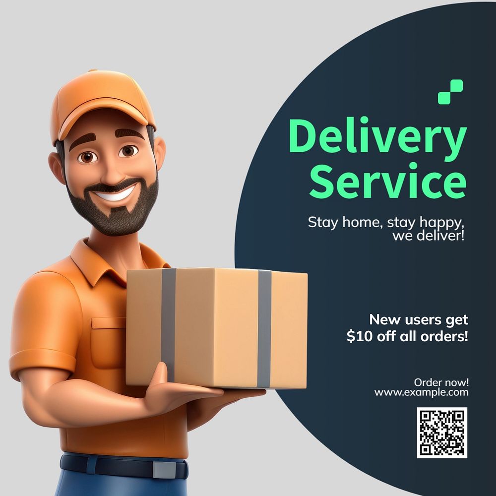 Delivery service Facebook post template, editable design