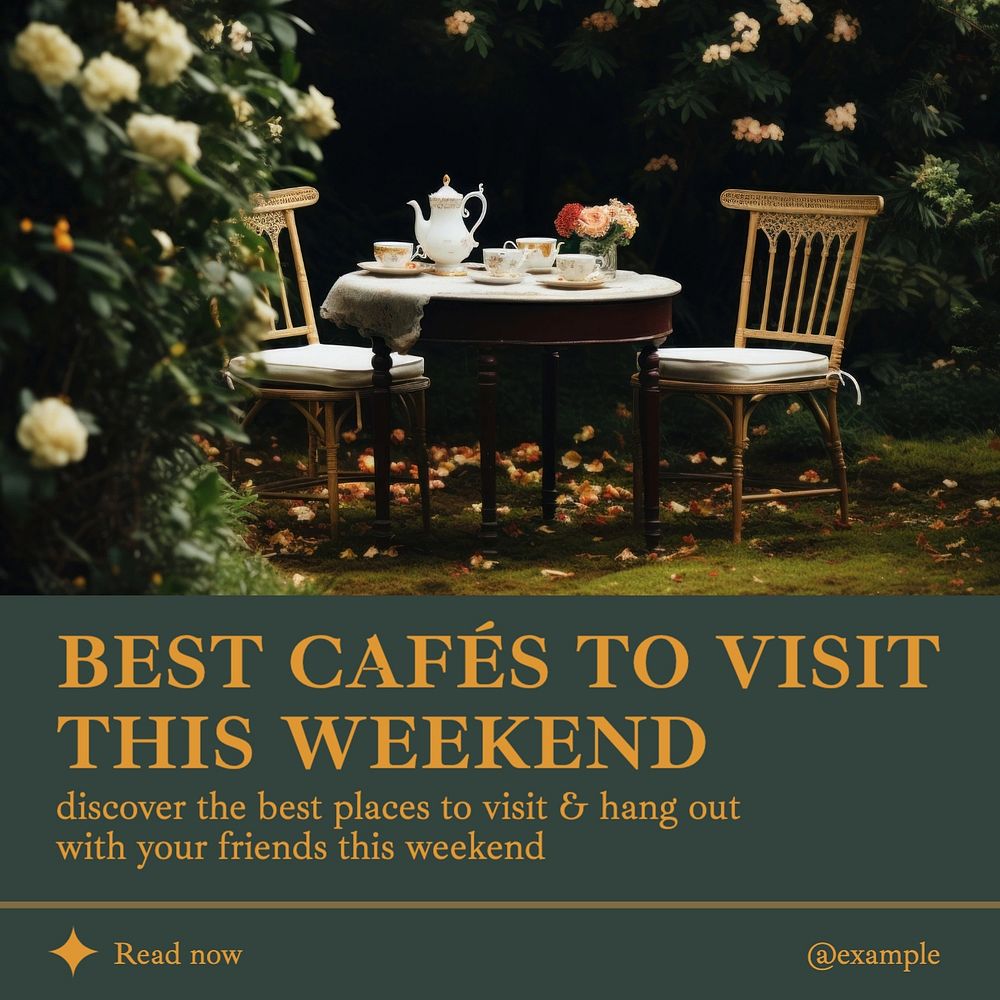 Weekend cafes Facebook post template, editable design