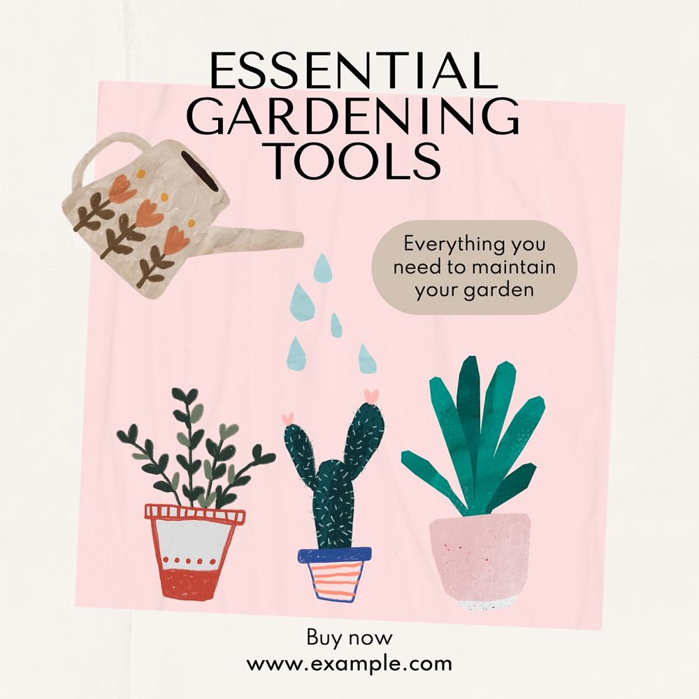 Gardening tools Instagram post template, editable social media design