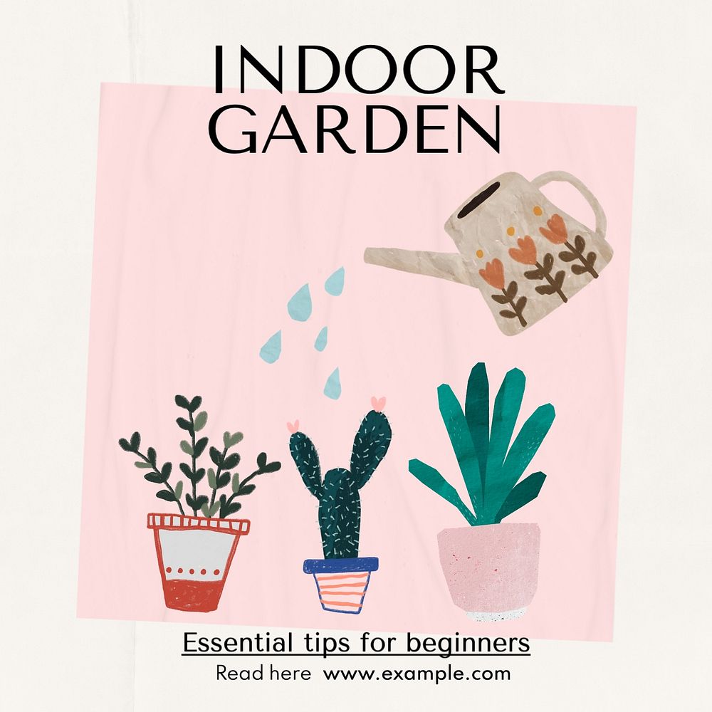 Indoor garden Instagram post template, editable social media design