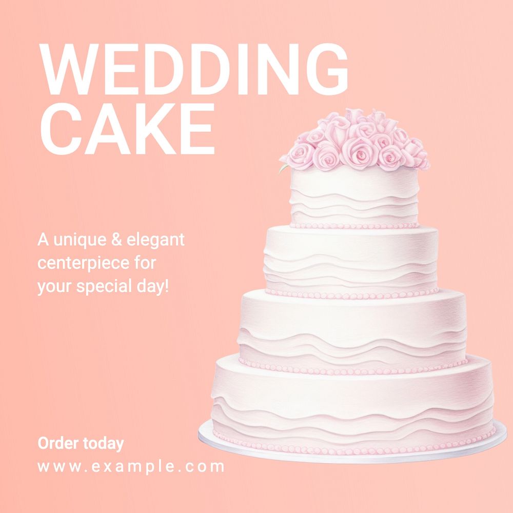 Wedding cake Instagram post template, editable text