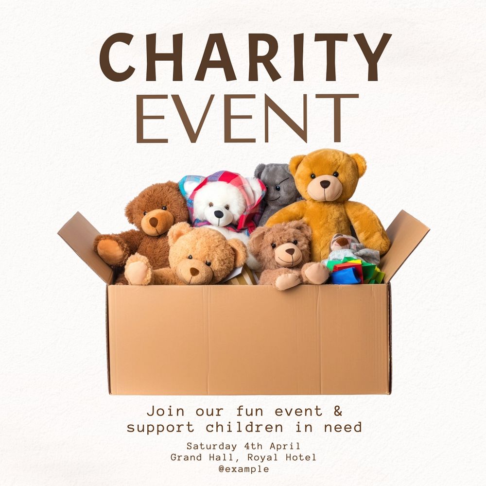 Charity event Instagram post template, editable social media design