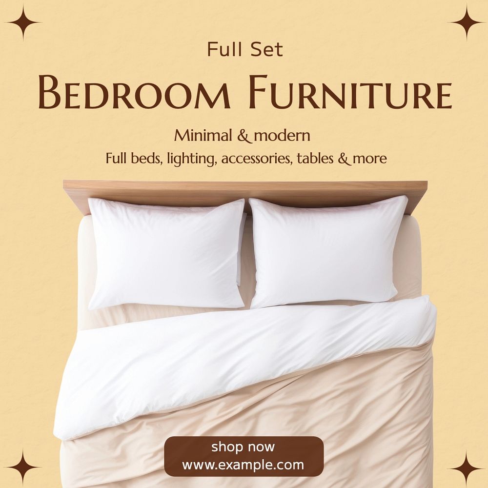 Bedroom furniture Instagram post template, editable social media design