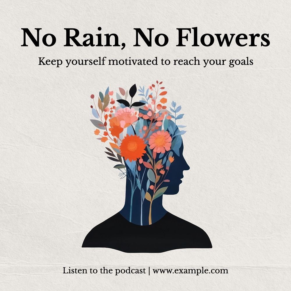 Self-motivation podcast Instagram post template, editable social media design