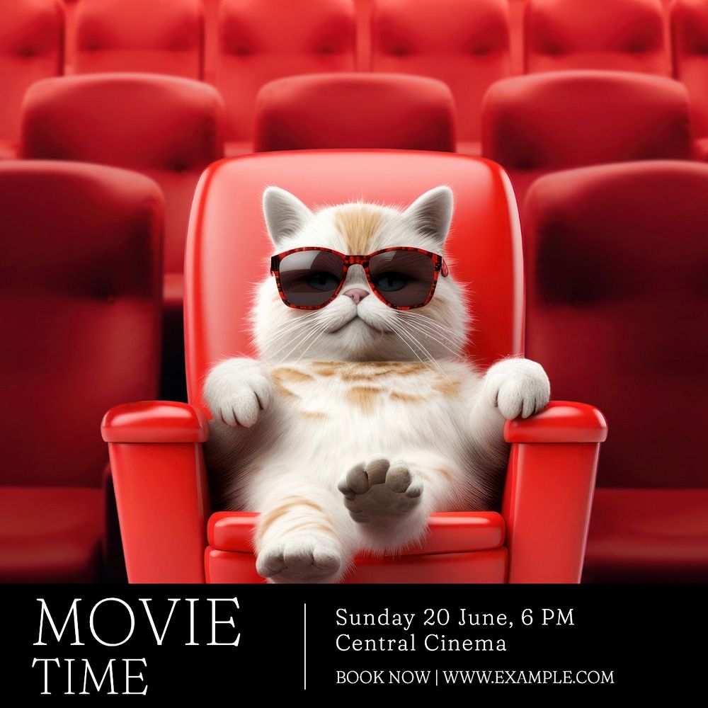 Movie time Instagram post template, editable social media design