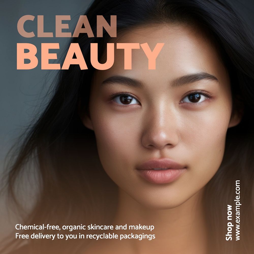 Clean beauty Facebook post template, editable design