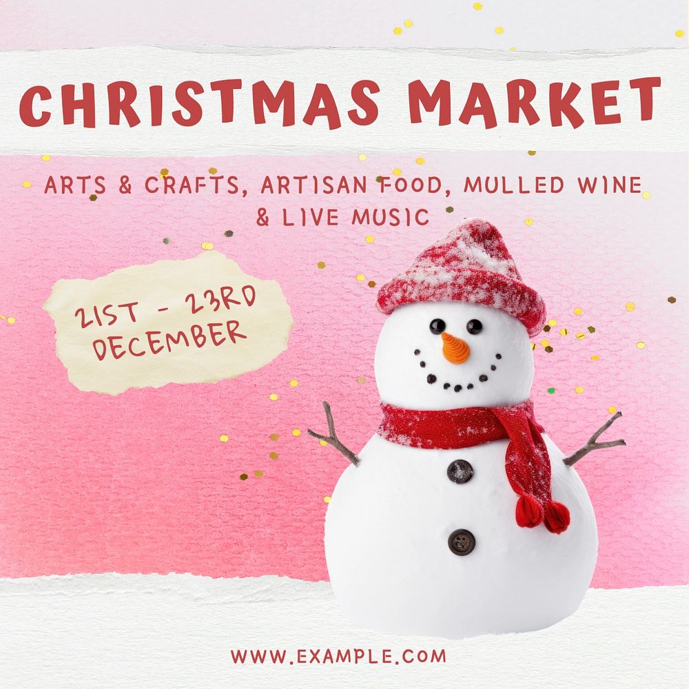 Christmas market Instagram post template, editable social media design