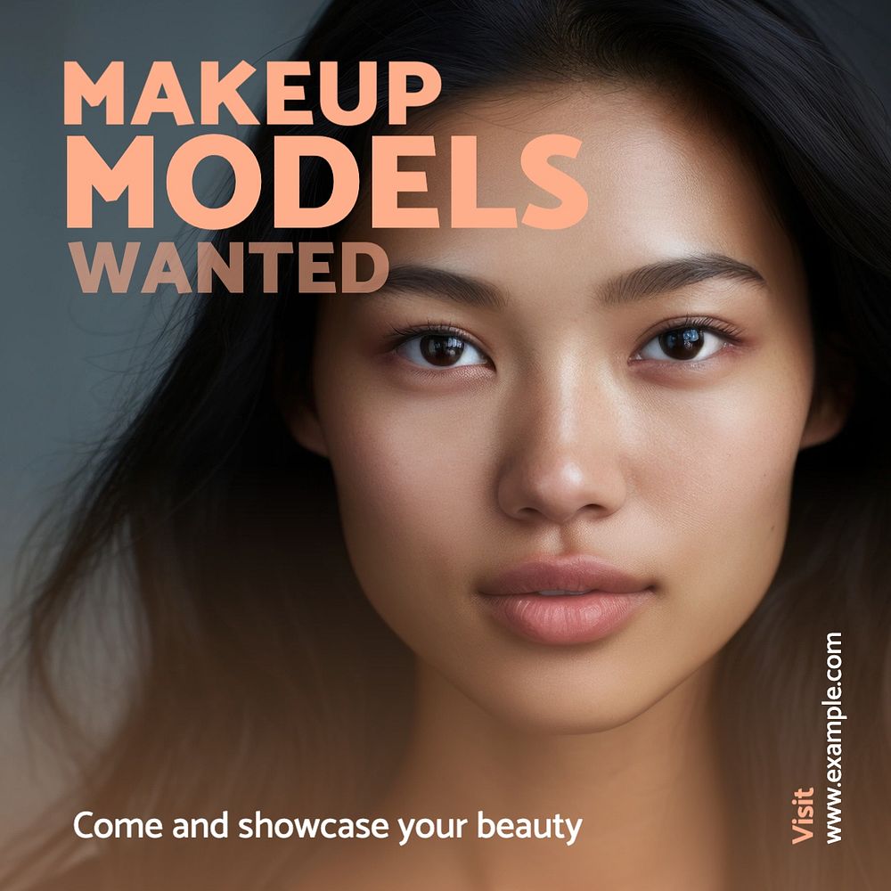 Makeup models Facebook post template, editable design