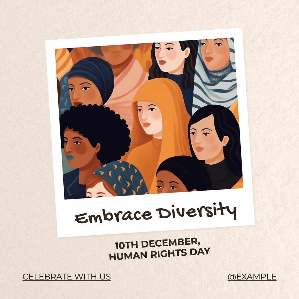 Embrace diversity Instagram post template, editable social media design