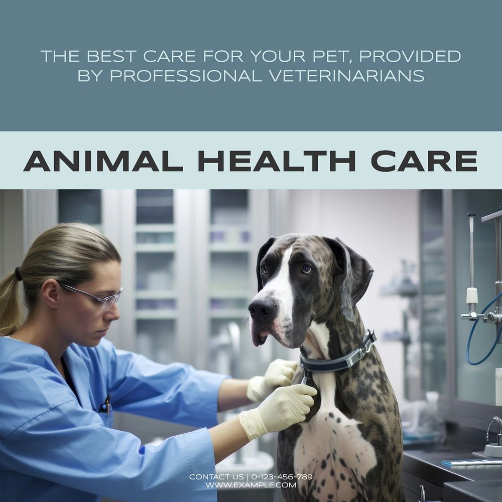 Animal health care Facebook post template, editable design