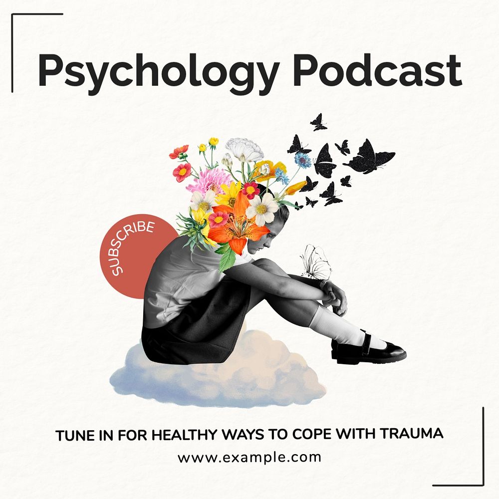 Psychology podcast Instagram post template, editable social media design