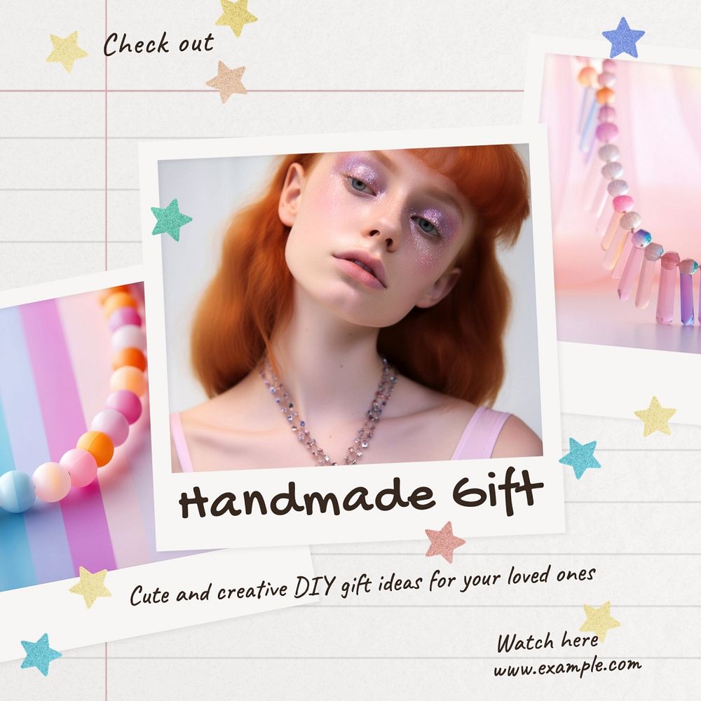 Handmade gift Instagram post template, editable social media design