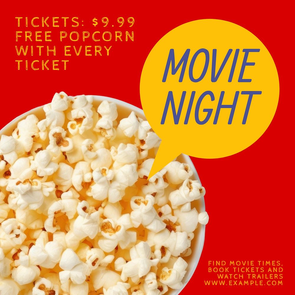 Movie night Instagram post template, editable social media design