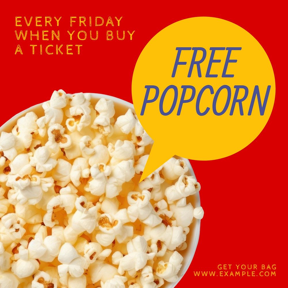 Free popcorn Instagram post template, editable social media design