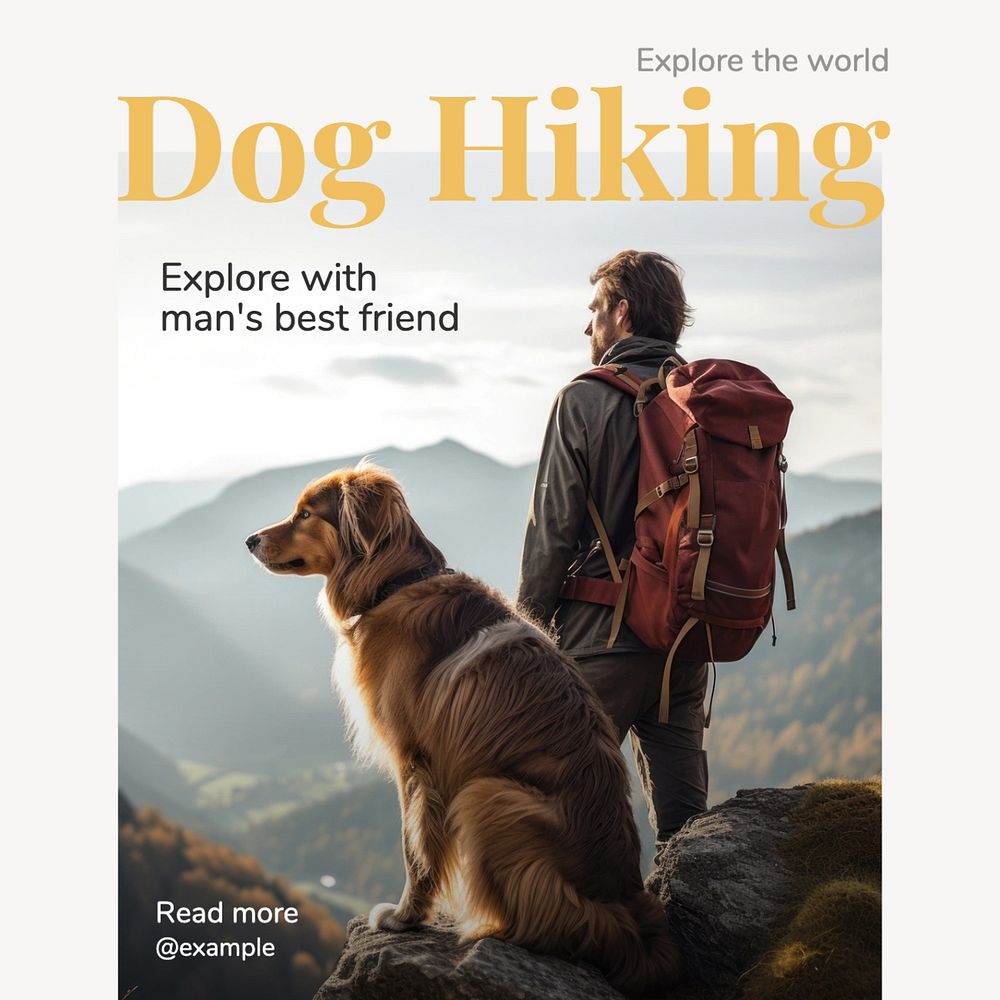 Hiking pet Instagram post template, editable social media design