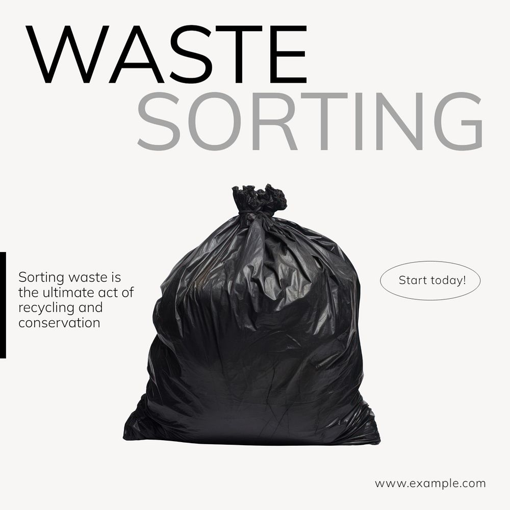 Waste sorting Instagram post template, editable social media design