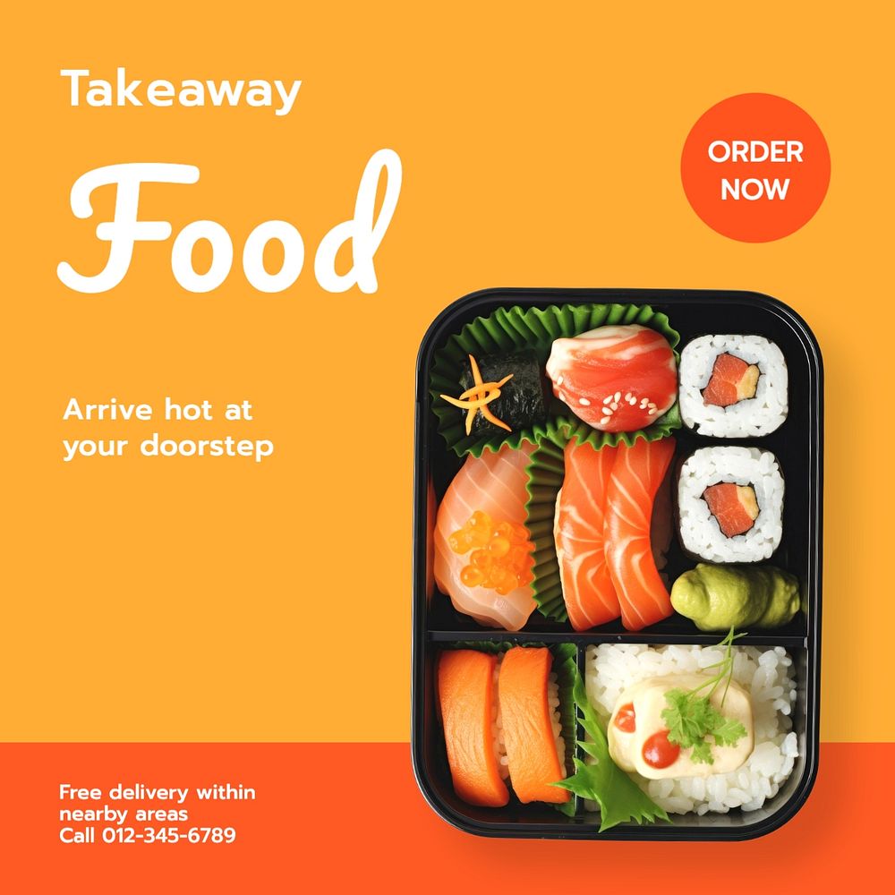 Takeaway food Facebook post template, editable design