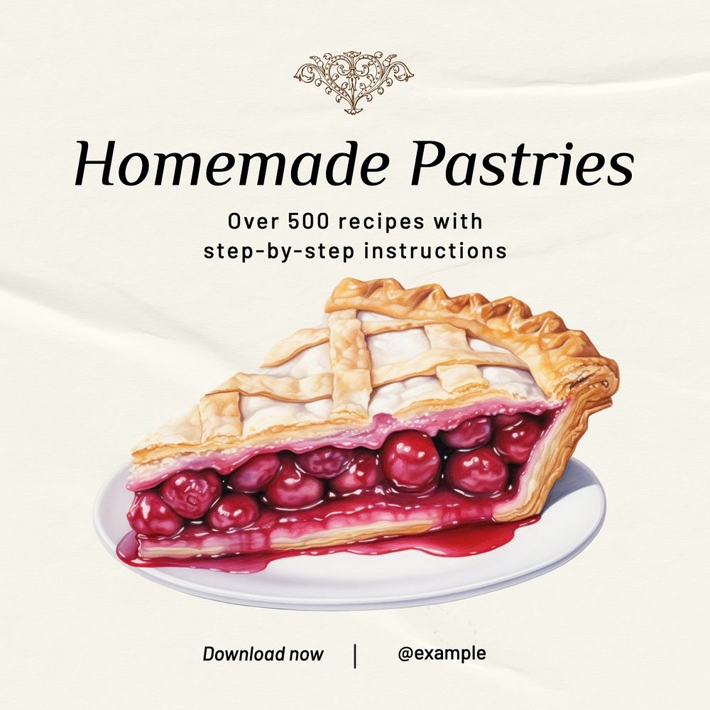 Homemade pastries post template, editable social media design