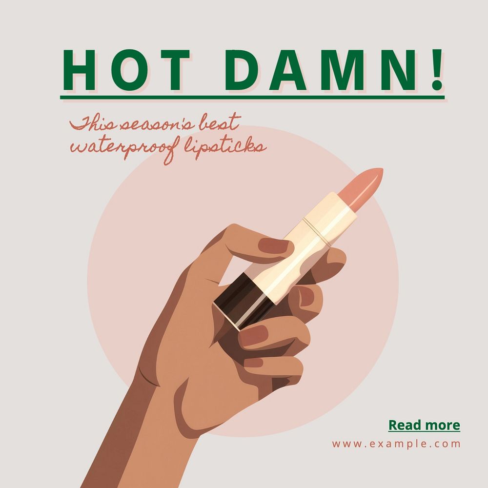 Hot damn lipstick post template, editable social media design