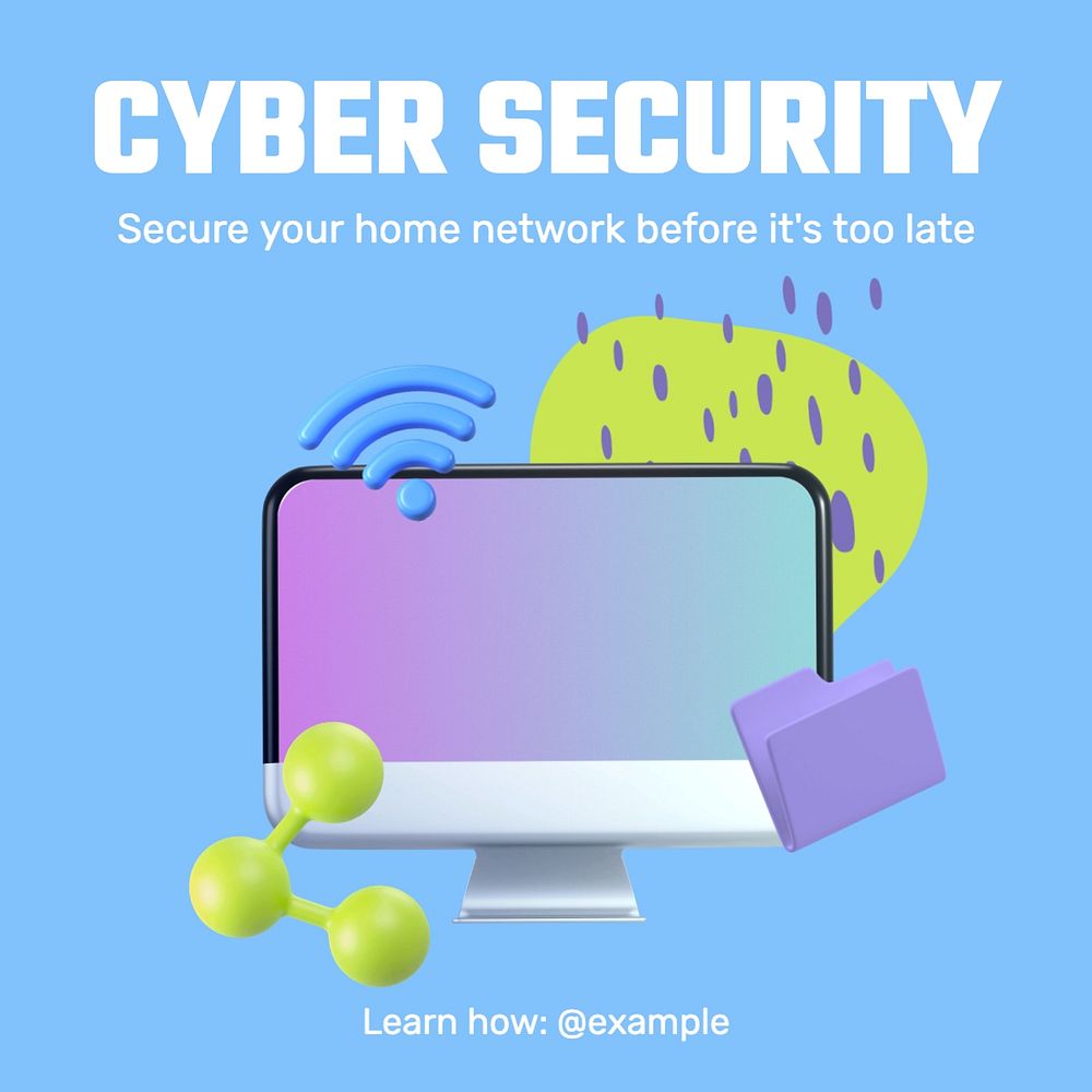 Cyber security Instagram post template, editable text