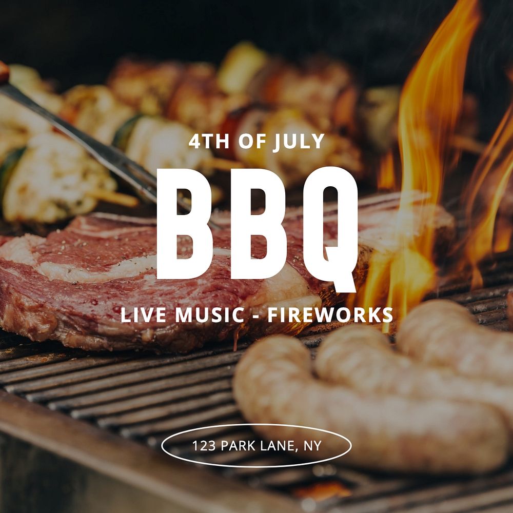 Barbeque 4th July Instagram post template, editable social media design