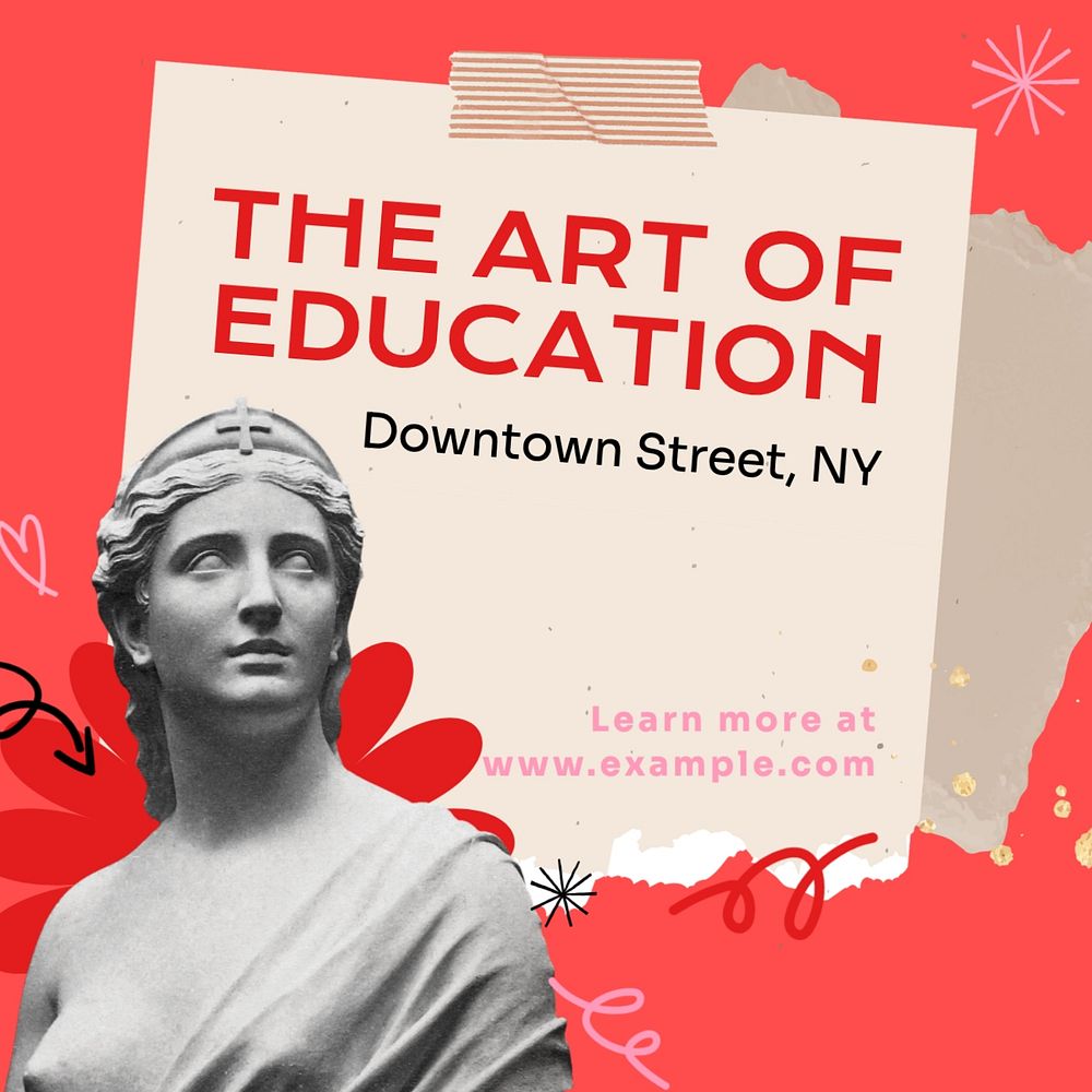 Art of education Instagram post template, editable text